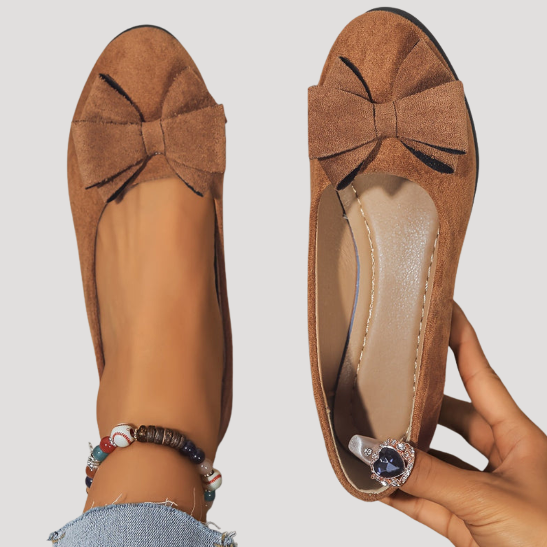 Wiktoria | Damen Keilabsatz Ballerinas mit Schleife - Black - Image 24