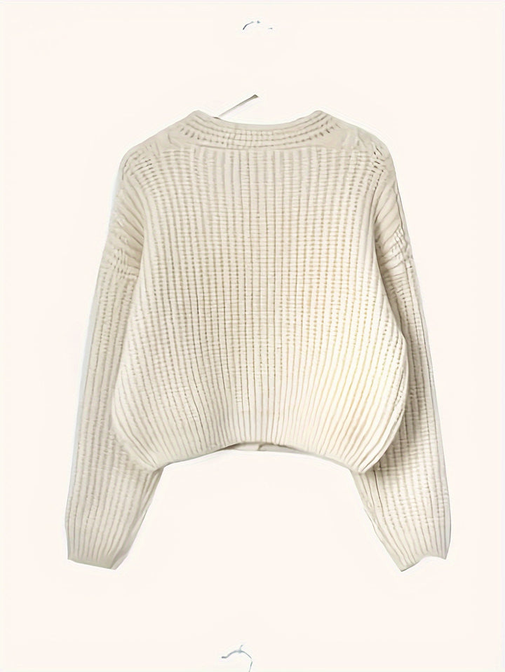 Wilteke | Damen Grobstrick-Strickjacke Oversized - Cream - Image 2