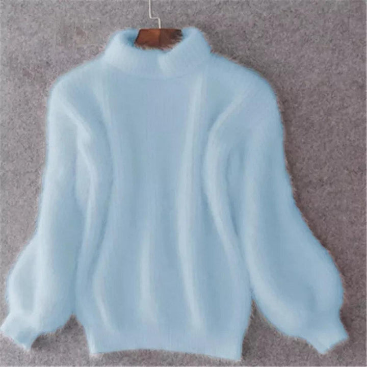 Wilteva | Damen Flauschiger Rollkragenpullover - Baby Blue - Image 1