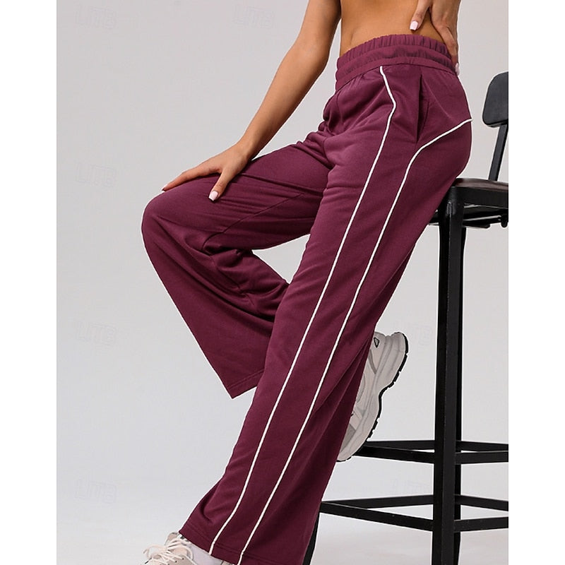 Wiltgard | Damen Jogginghose Seitenstreifen Weiter Schnitt - Burgundy - Image 4