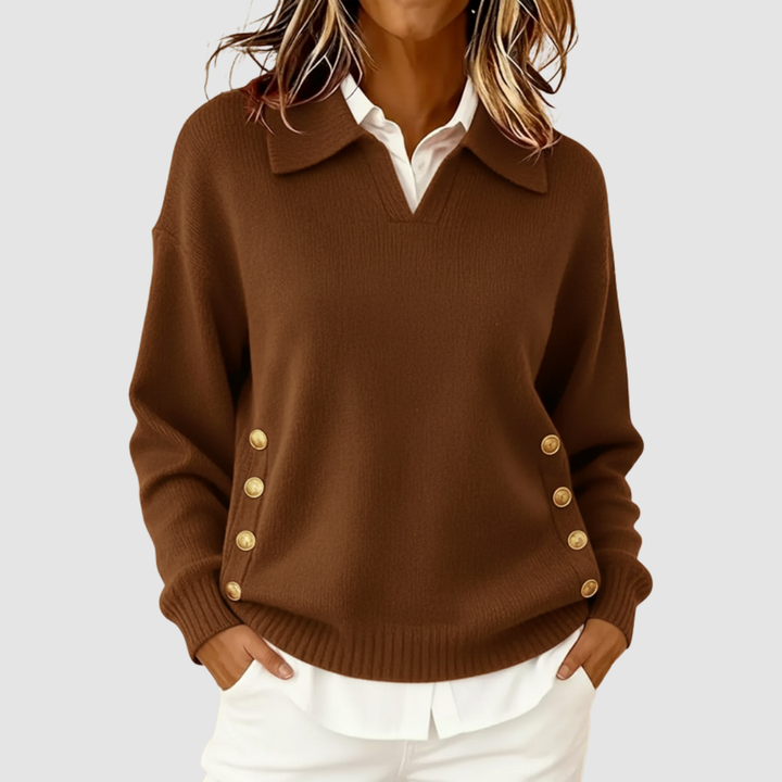 Wiltgard | Damen Strickpullover mit Polokragen - Camel - Image 5