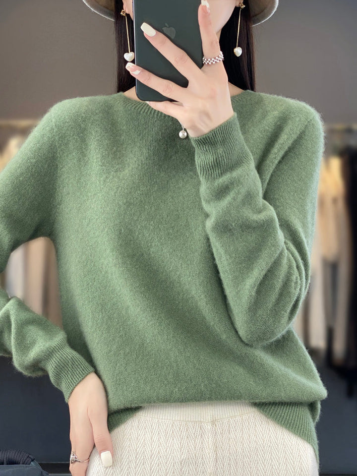 Wiltina | Damen Strickpullover Rundhals Langarm - Sage - Image 1