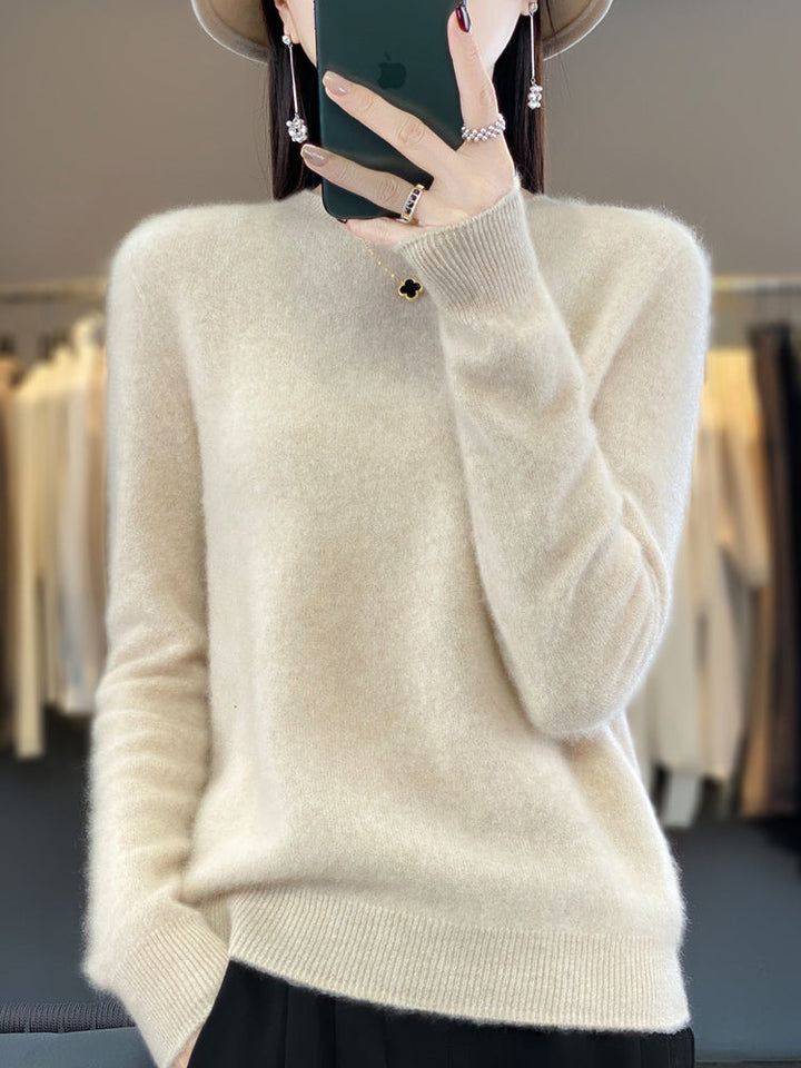 Wiltina | Damen Strickpullover Rundhals Langarm - Sage - Image 11