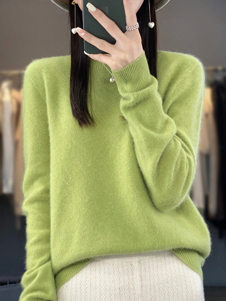 Wiltina | Damen Strickpullover Rundhals Langarm - Sage - Image 13