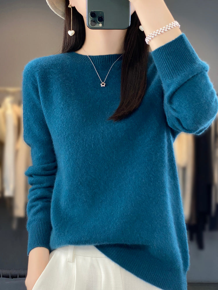 Wiltina | Damen Strickpullover Rundhals Langarm - Sage - Image 2