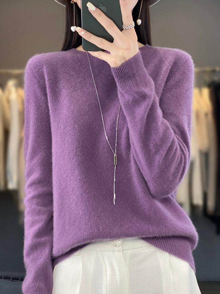 Wiltina | Damen Strickpullover Rundhals Langarm - Sage - Image 3