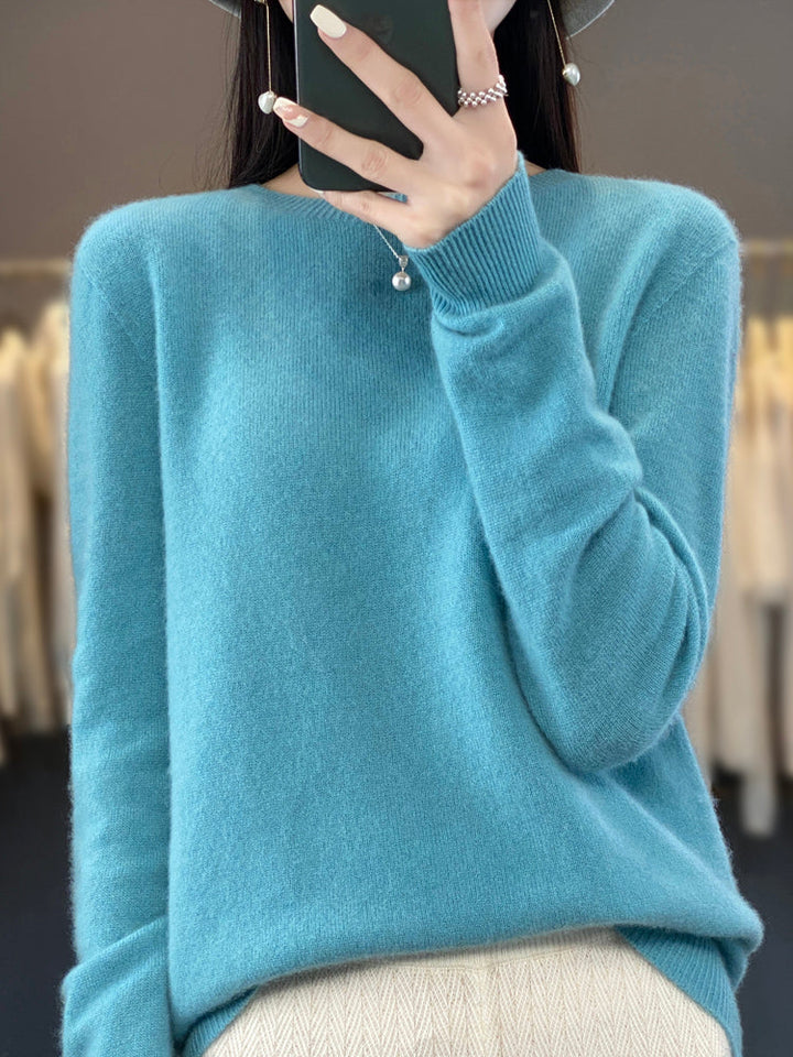 Wiltina | Damen Strickpullover Rundhals Langarm - Sage - Image 5
