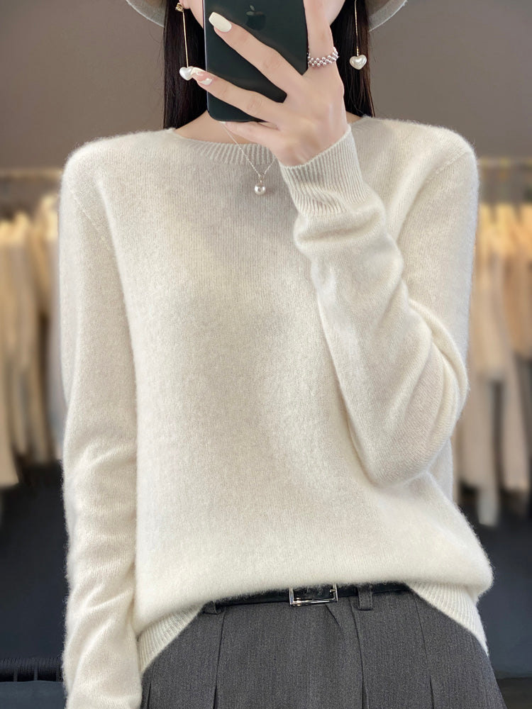 Wiltina | Damen Strickpullover Rundhals Langarm - Sage - Image 7