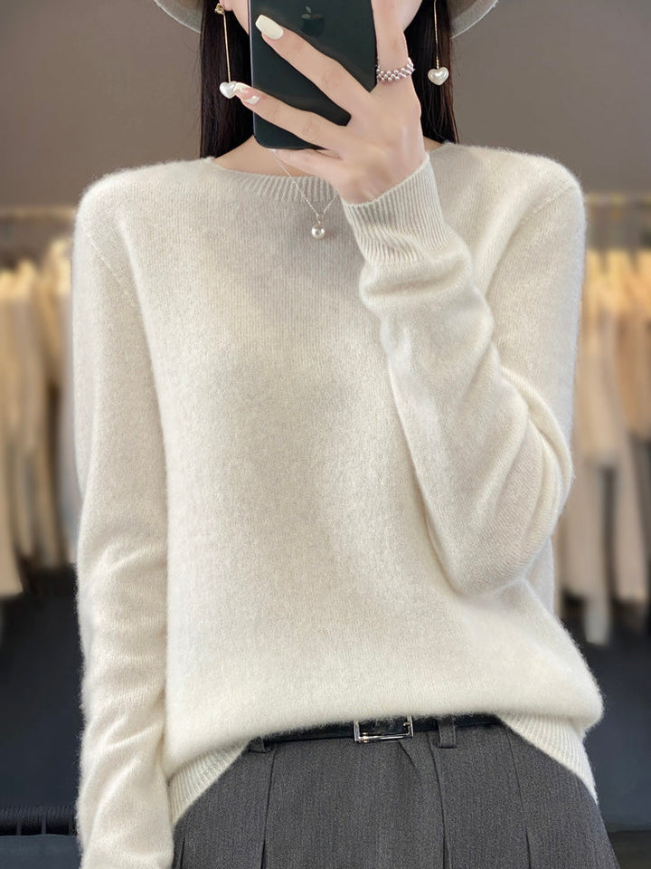 Wiltina | Damen Strickpullover Rundhals Langarm - Sage - Image 7