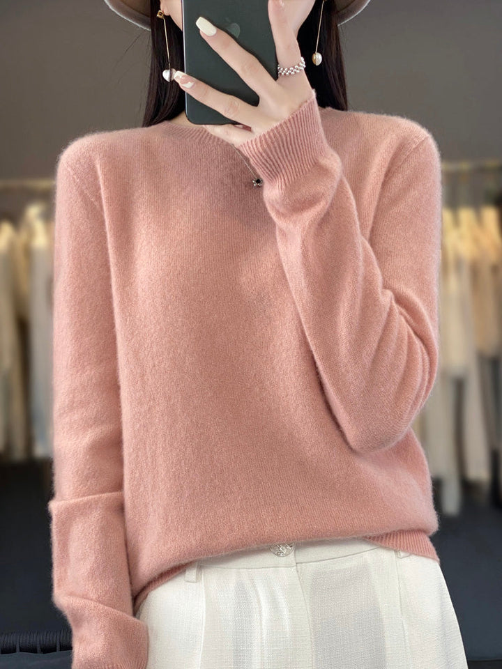 Wiltina | Damen Strickpullover Rundhals Langarm - Sage - Image 9
