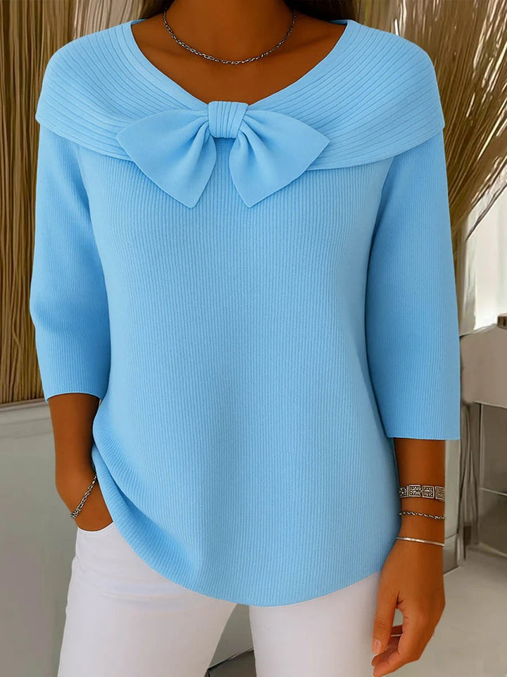 Wiltine | Damen Strickpullover mit Schleife - Sky Blue - Image 1
