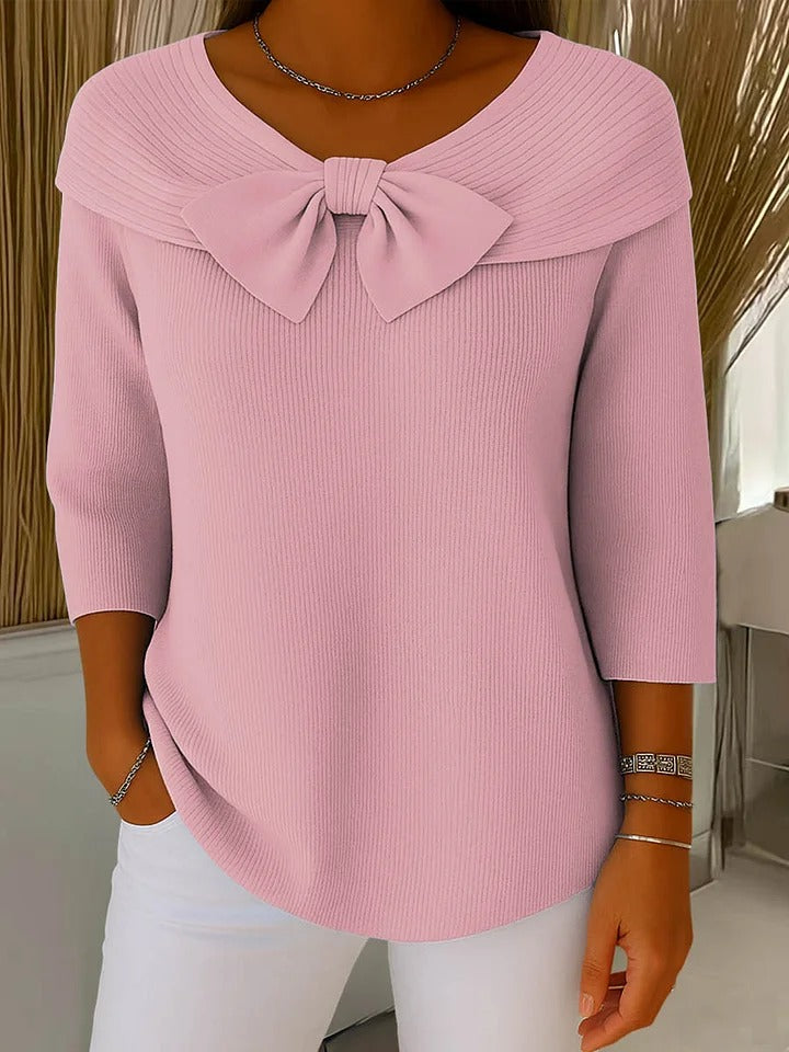 Wiltine | Damen Strickpullover mit Schleife - Sky Blue - Image 2