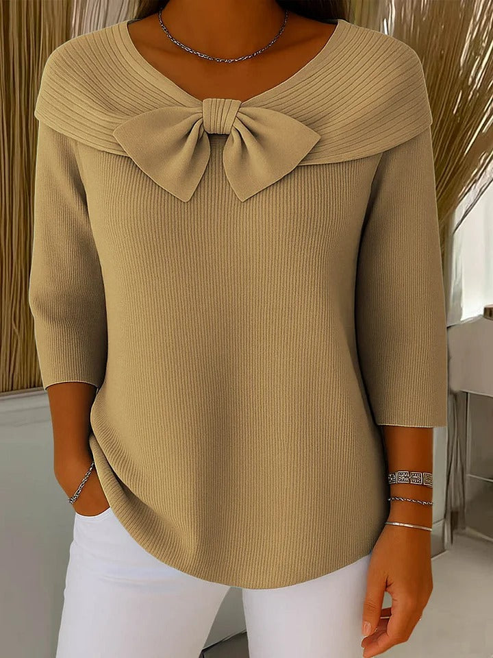 Wiltine | Damen Strickpullover mit Schleife - Sky Blue - Image 3