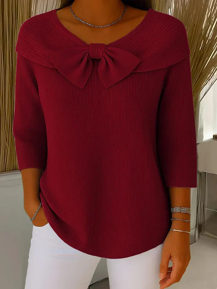 Wiltine | Damen Strickpullover mit Schleife - Sky Blue - Image 4