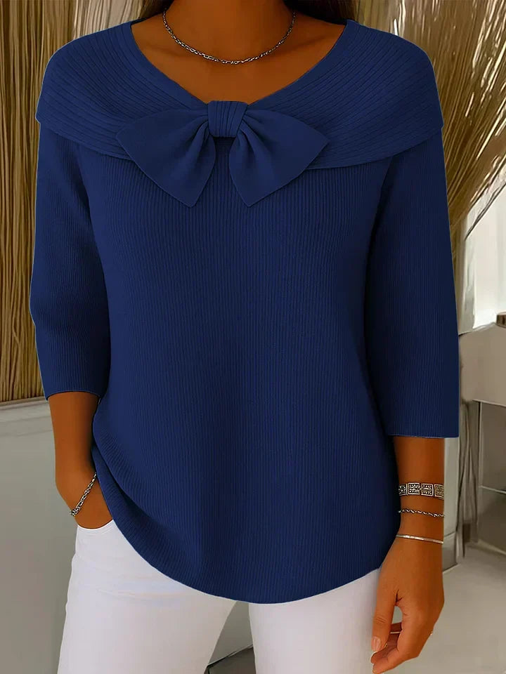 Wiltine | Damen Strickpullover mit Schleife - Sky Blue - Image 5