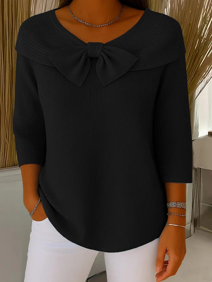 Wiltine | Damen Strickpullover mit Schleife - Sky Blue - Image 6