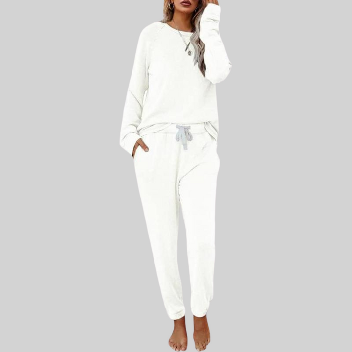 Wiltmara | Damen Jogginghose Set mit Langarm-Sweatshirt - Taupe - Image 2