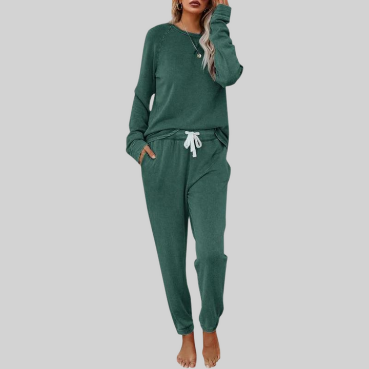 Wiltmara | Damen Jogginghose Set mit Langarm-Sweatshirt - Taupe - Image 4