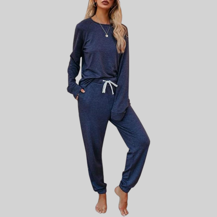 Wiltmara | Damen Jogginghose Set mit Langarm-Sweatshirt - Taupe - Image 5