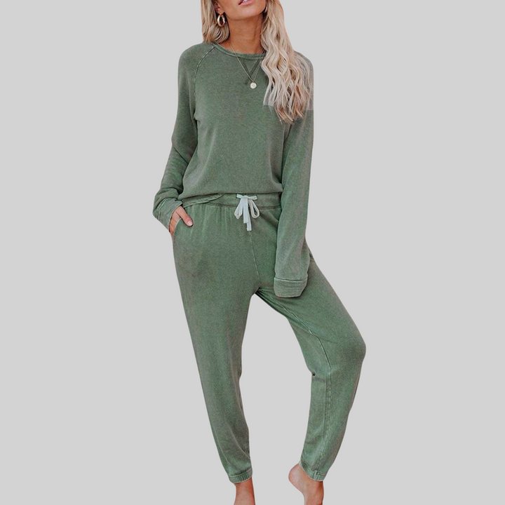 Wiltmara | Damen Jogginghose Set mit Langarm-Sweatshirt - Taupe - Image 6