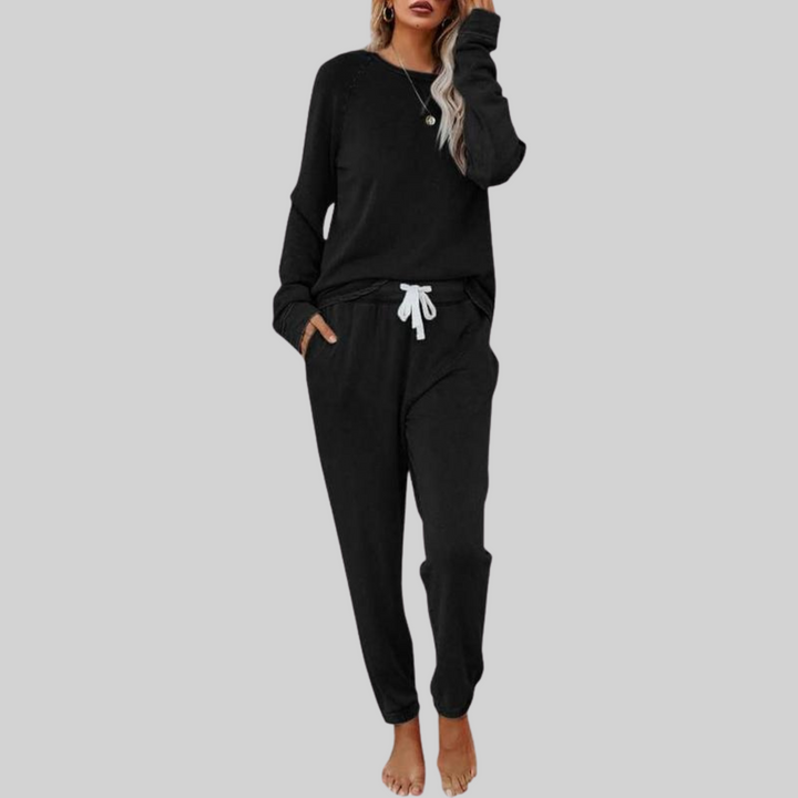 Wiltmara | Damen Jogginghose Set mit Langarm-Sweatshirt - Taupe - Image 7