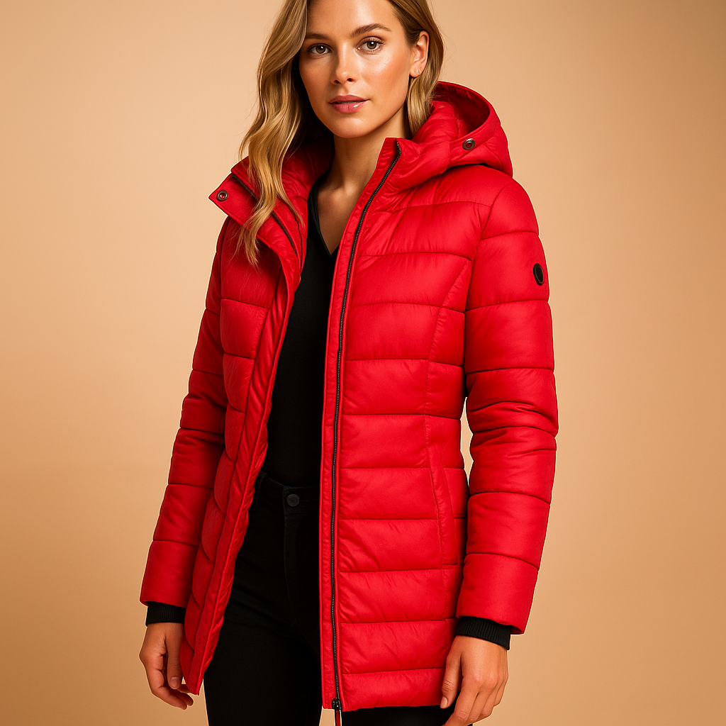 Wiltrud | Damen Steppjacke Mittellang mit Kapuze - Black - Image 5