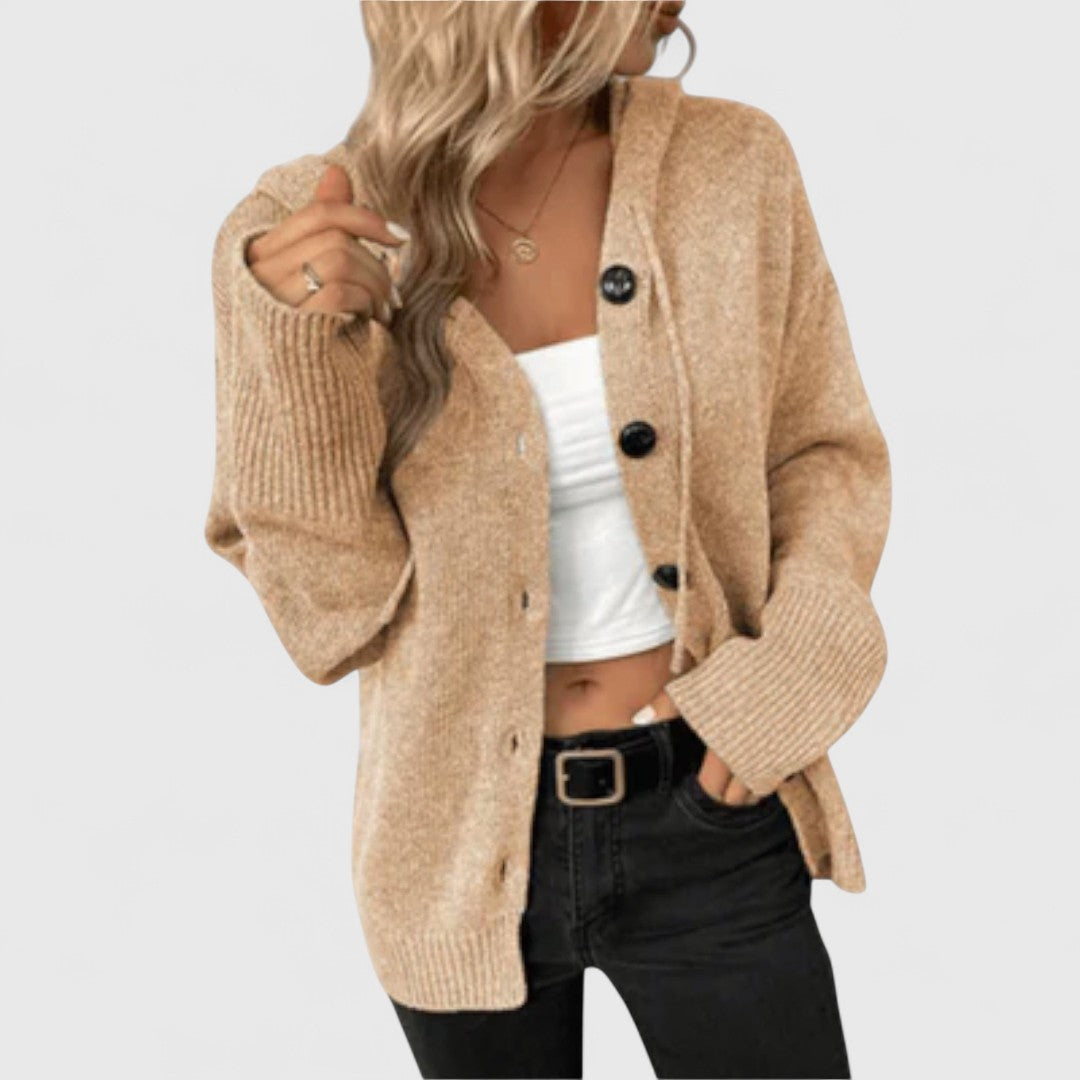 Wiltrud | Damen Strickjacke Oversize mit Knöpfen - Blue - Image 5