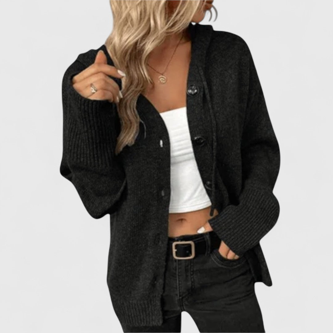 Wiltrud | Damen Strickjacke Oversize mit Knöpfen - Blue - Image 7