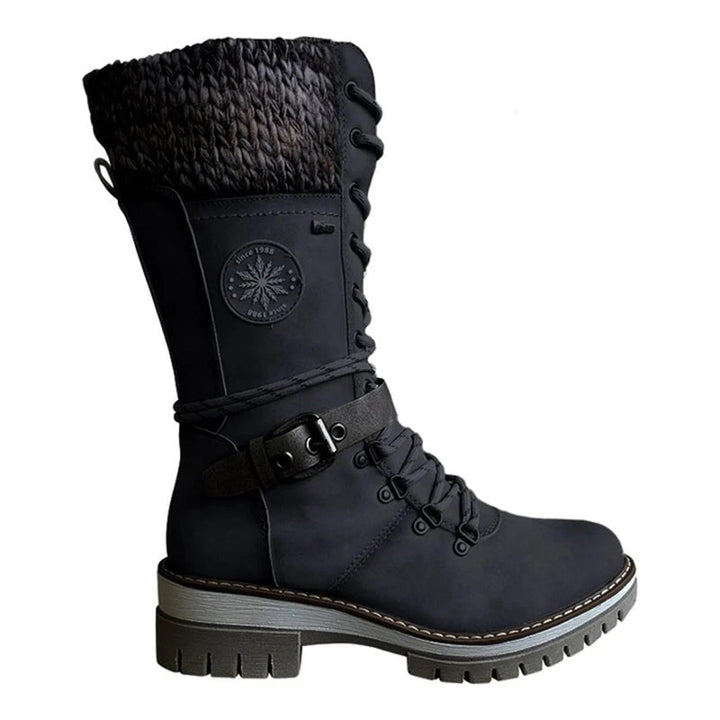 Wiltrud | Damen Winterstiefel Schnürstiefel Mitte Wade - Light Grey - Image 11