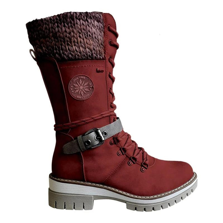 Wiltrud | Damen Winterstiefel Schnürstiefel Mitte Wade - Light Grey - Image 12