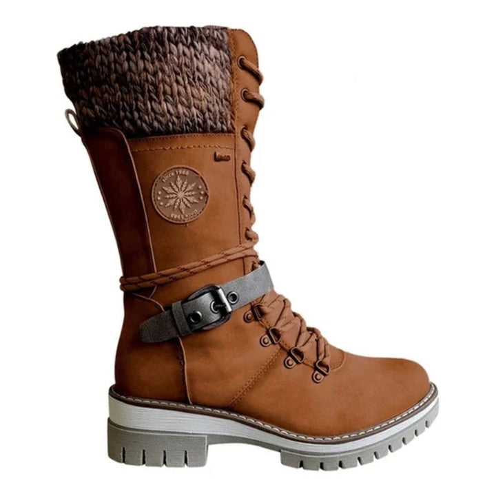 Wiltrud | Damen Winterstiefel Schnürstiefel Mitte Wade - Light Grey - Image 13