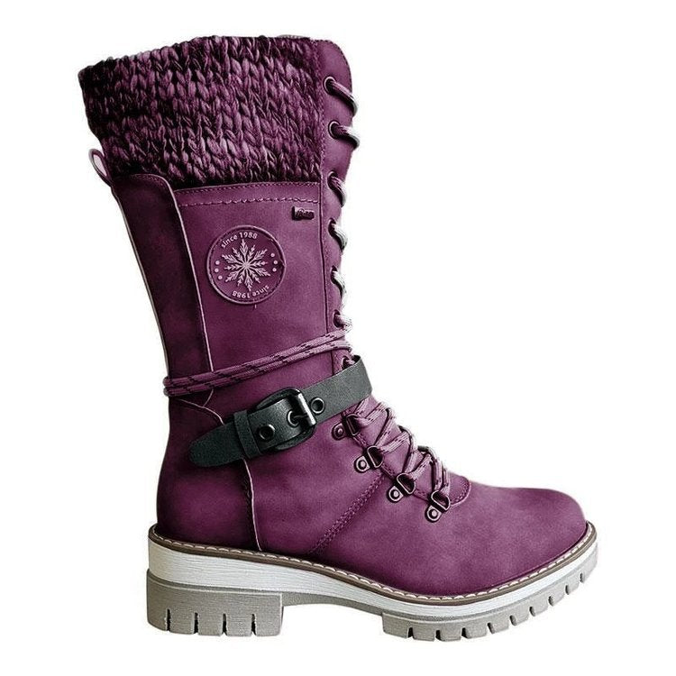 Wiltrud | Damen Winterstiefel Schnürstiefel Mitte Wade - Light Grey - Image 6