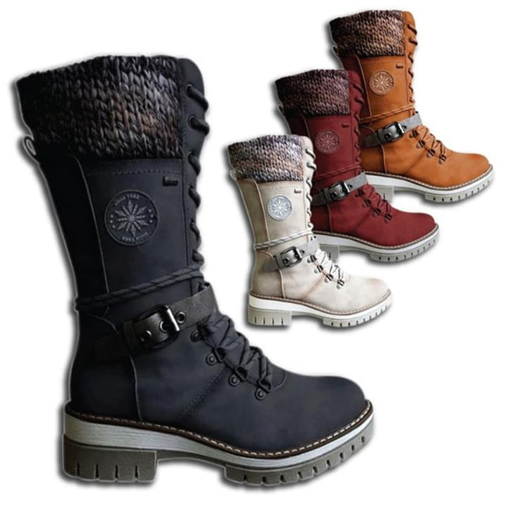 Wiltrud | Damen Winterstiefel Schnürstiefel Mitte Wade - Light Grey - Image 8