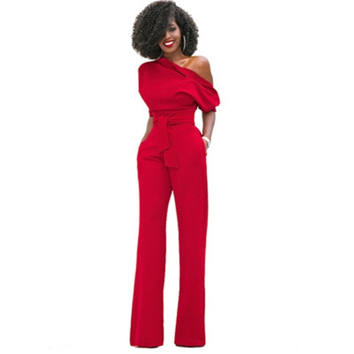 Nova | Damen Jumpsuit One-Shoulder Rüsche Weites Bein Festlich