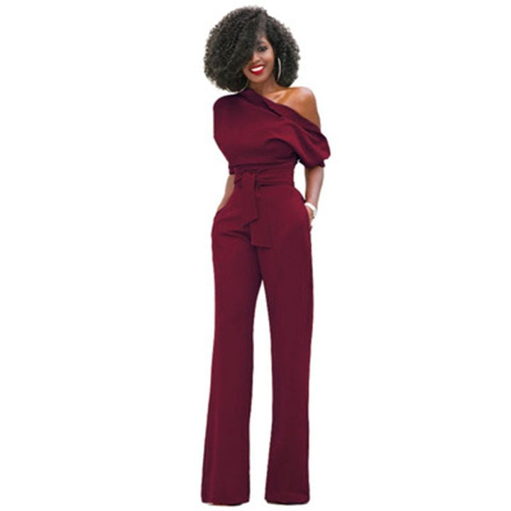Nova | Damen Jumpsuit One-Shoulder Rüsche Weites Bein Festlich