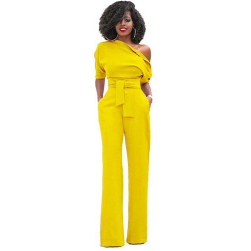 Nova | Damen Jumpsuit One-Shoulder Rüsche Weites Bein Festlich
