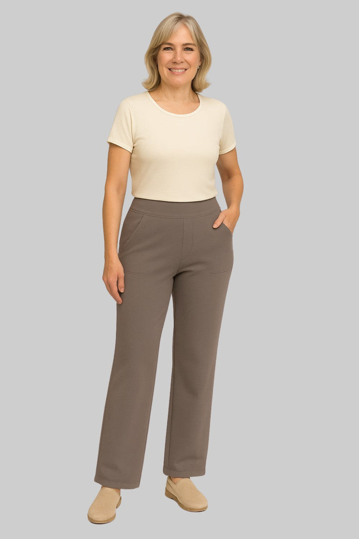 Olla | Damen Highwaist Weite Hose Stretch Freizeithose mit Taschen