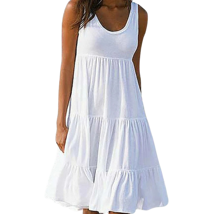 Mila | Damen Stufenkleid Ärmellos Midi Rüschen Sommer