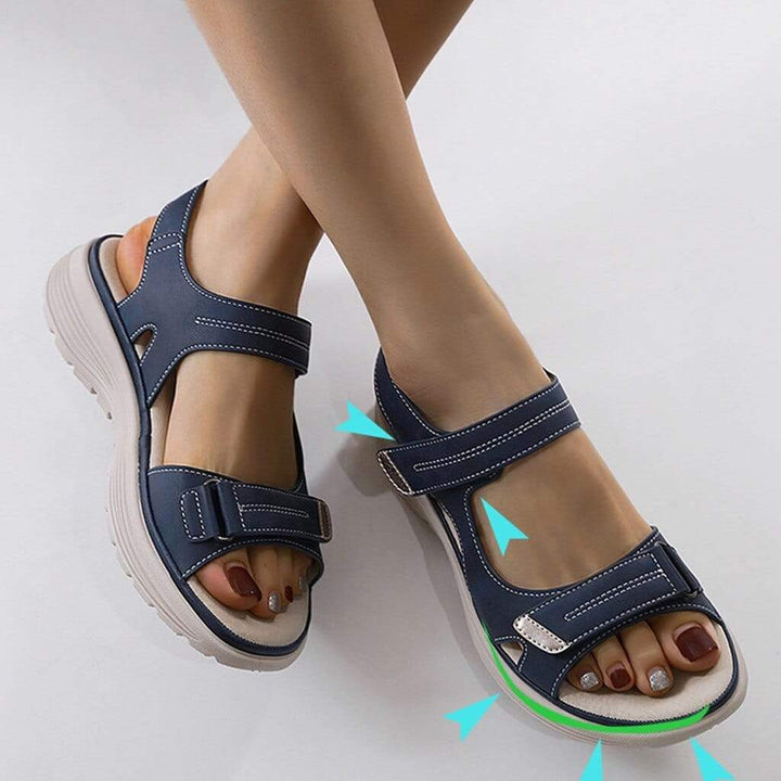 Melona | Damen Sandalen mit Klettverschluss Plateau Sommersandalen