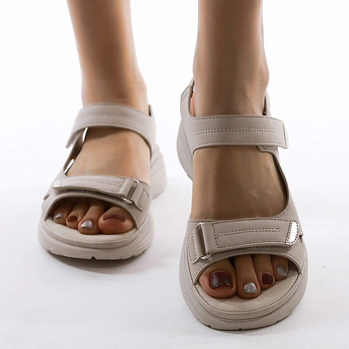 Melona | Damen Sandalen mit Klettverschluss Plateau Sommersandalen