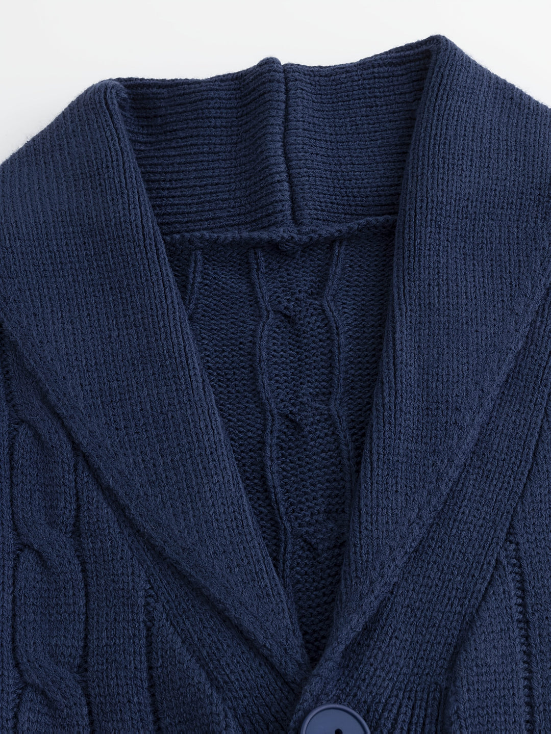 Wulfgar | Herren Strickjacke Schalkragen Zopfmuster - Navy - Image 2