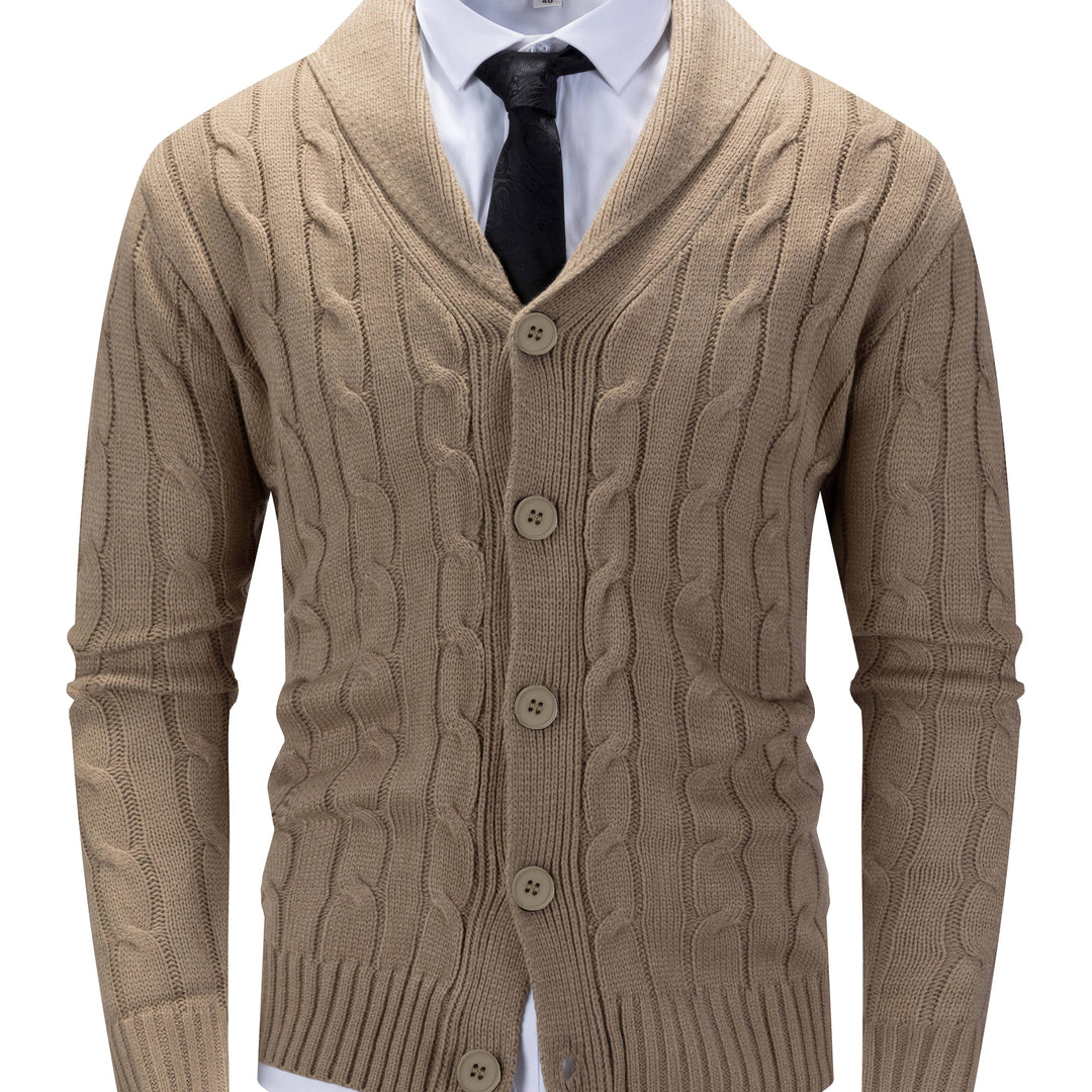Wulfgar | Herren Strickjacke Schalkragen Zopfmuster - Navy - Image 4