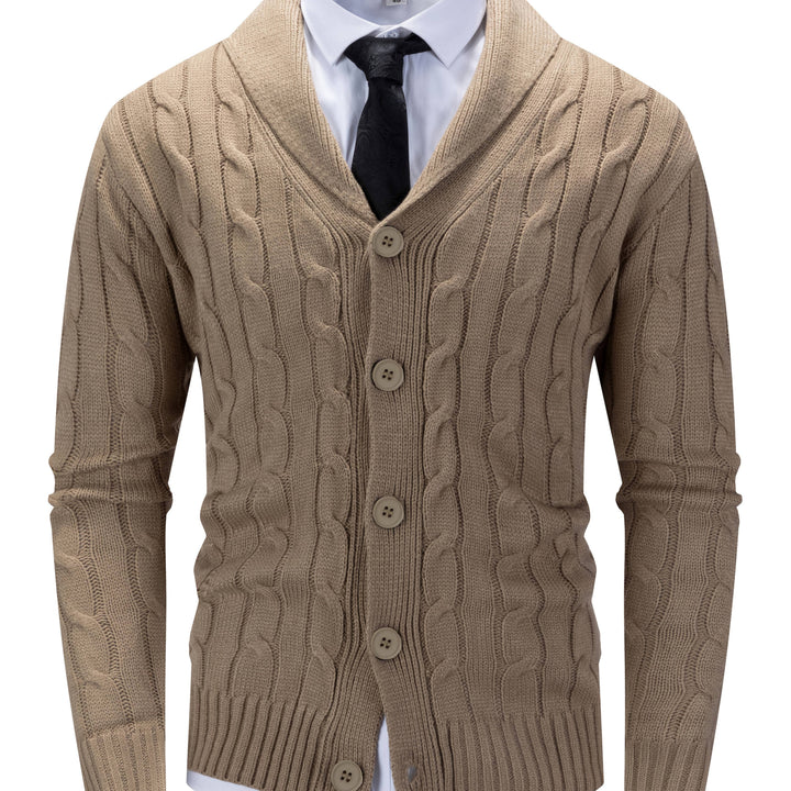Wulfgar | Herren Strickjacke Schalkragen Zopfmuster - Navy - Image 4