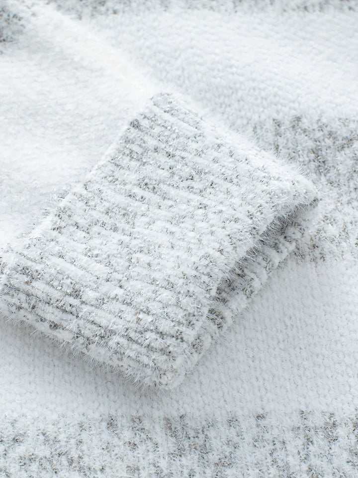 Wulfheda | Damen Gestreifter Rollkragen Strickpullover - White - Image 5