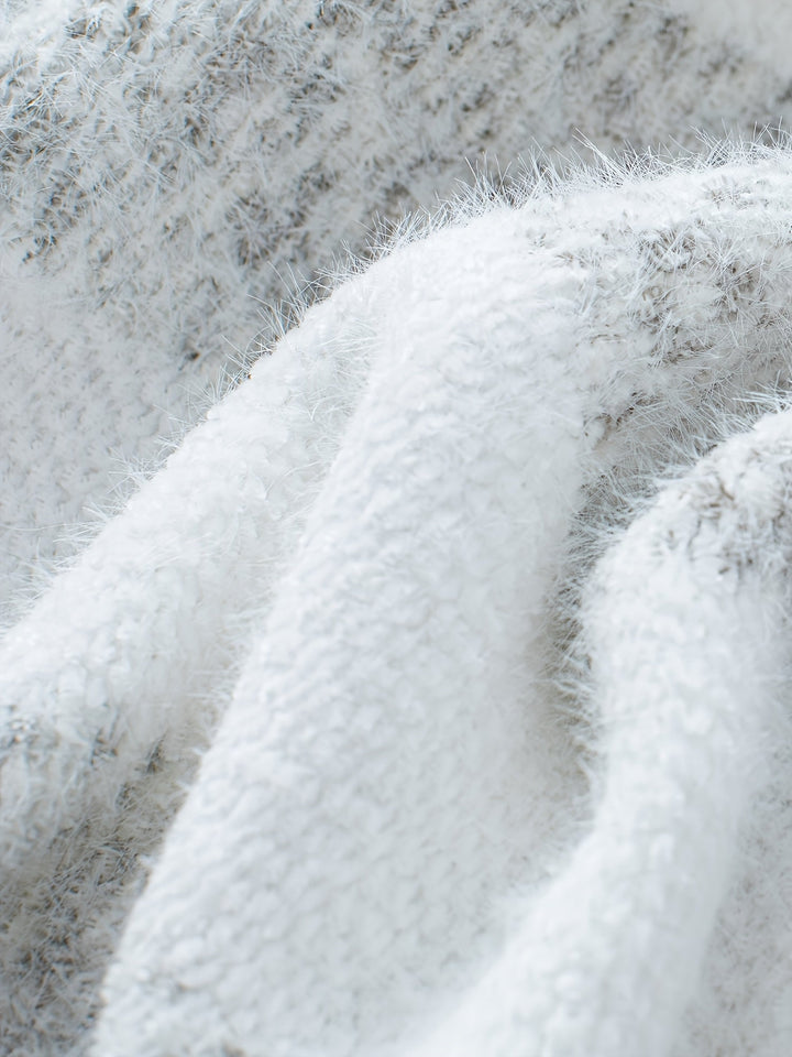 Wulfheda | Damen Gestreifter Rollkragen Strickpullover - White - Image 6