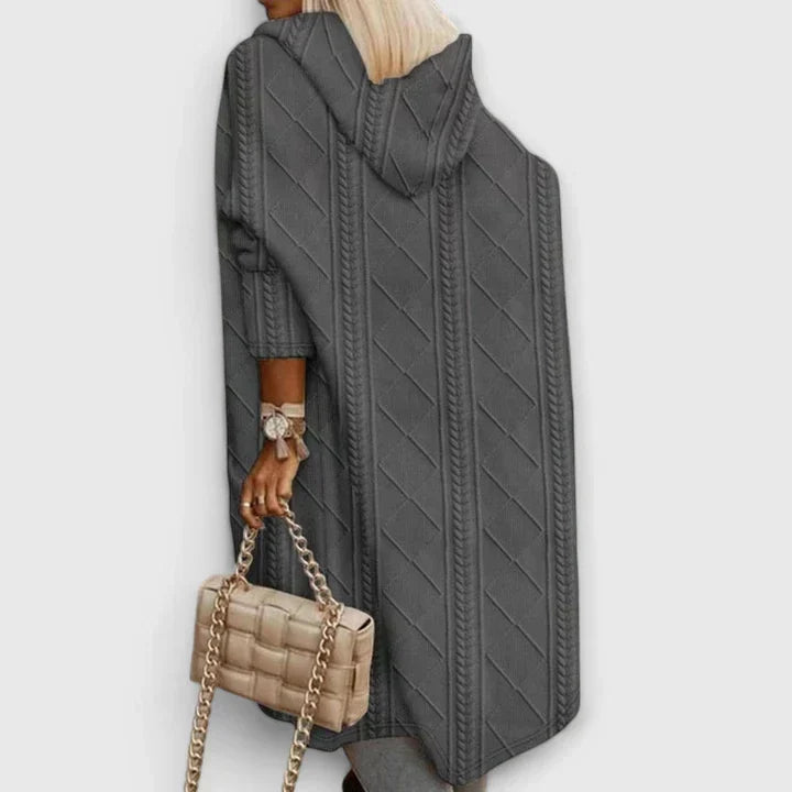 Wulfheda | Damen Oversize Strickjacke mit Kapuze - Beige - Image 4