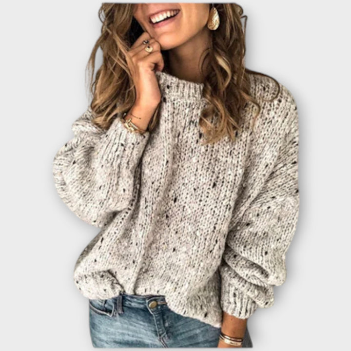 Wulfhild | Damen Oversize Strickpullover Grobstrick - Beige - Image 1