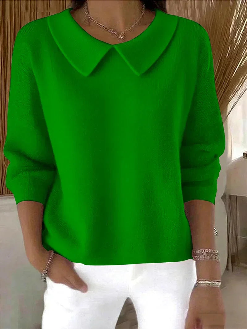 Wulfhild | Damen Pullover mit Bubikragen - Green - Image 1