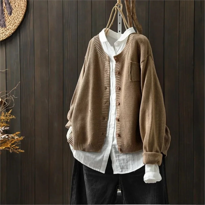 Wulfina | Damen Strickjacke Lockere Passform - Orange - Image 5
