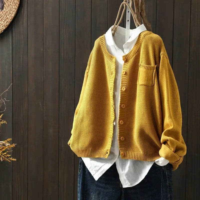 Wulfina | Damen Strickjacke Lockere Passform - Orange - Image 7
